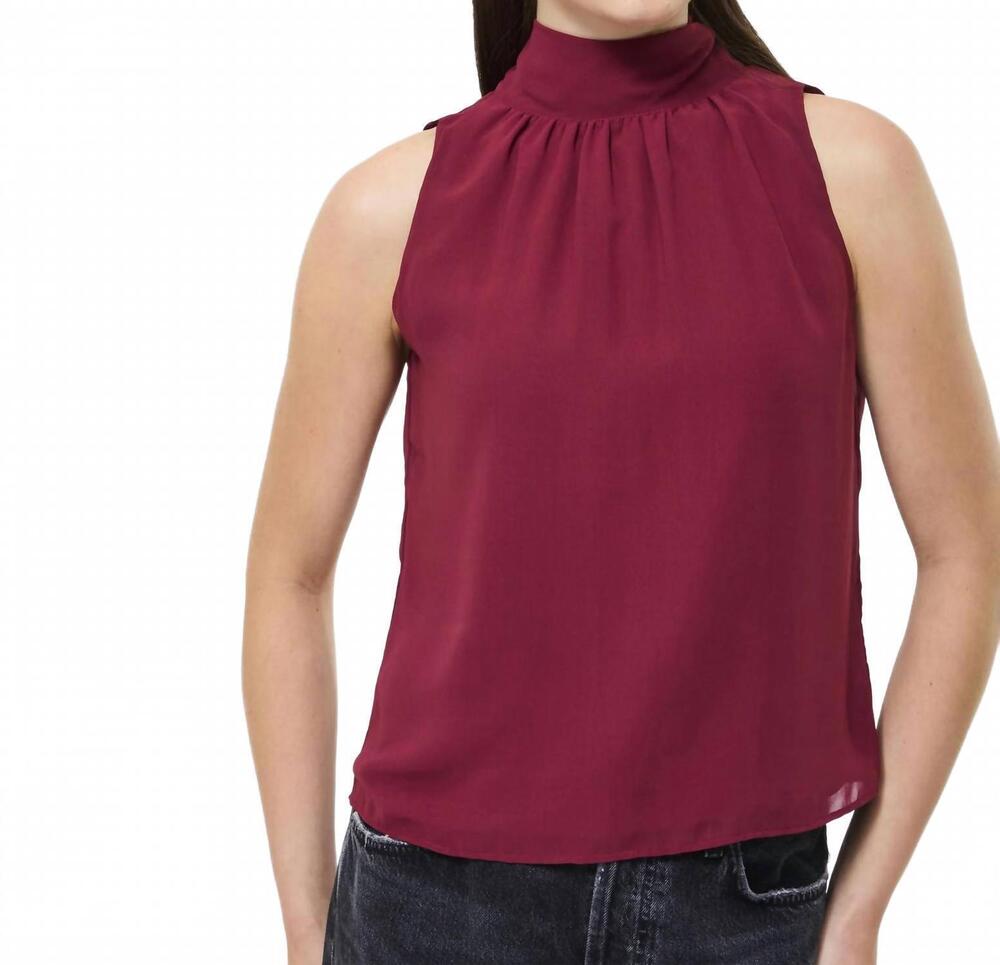 NEW FRENCH CONNECTION marina chiffon sleeveless top in cabernet